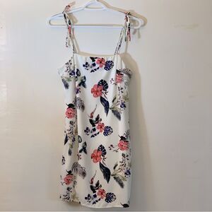 Dee Elly Dress Cream Floral Lined Sundress Strappy Sz Small Gorgeous